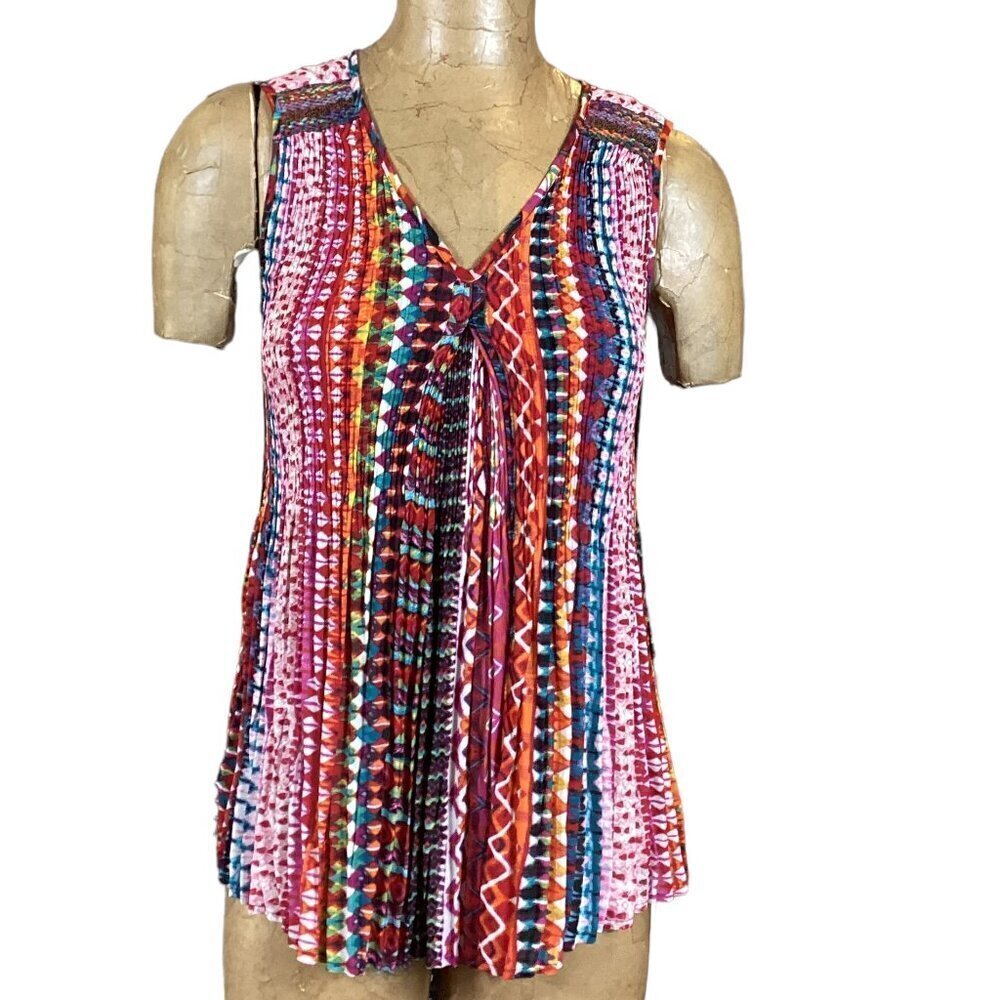 Melissa Paige‎ Sleeveless Top Crinkle Fabric Sz M Multicolor #195P
